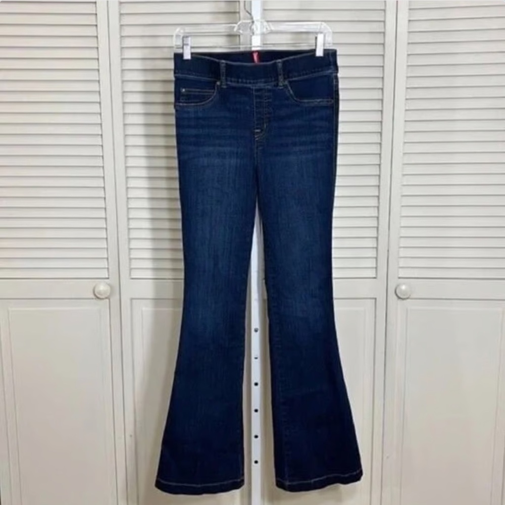 SPANX Dark Blue Flare Jeans - High Waist Wide Leg - Picture 9 of 9